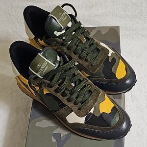 Valentino Men's Camouflage Sneakers - Green/Yellow